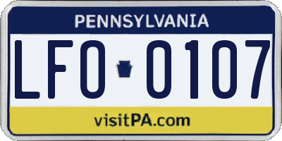 PA license plate LFO0107