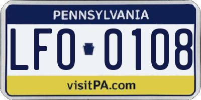 PA license plate LFO0108