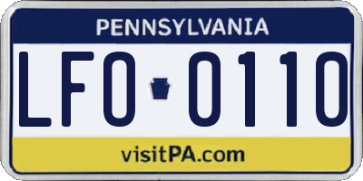 PA license plate LFO0110