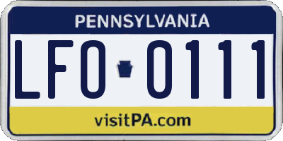 PA license plate LFO0111