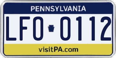PA license plate LFO0112