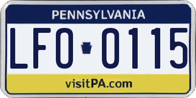 PA license plate LFO0115