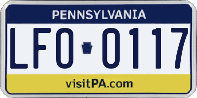 PA license plate LFO0117