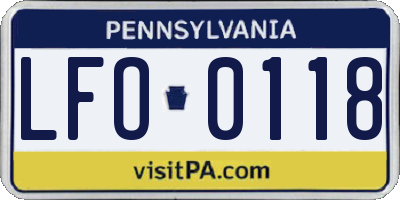 PA license plate LFO0118