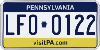 PA license plate LFO0122