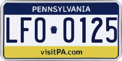 PA license plate LFO0125