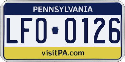 PA license plate LFO0126
