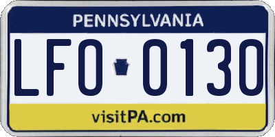PA license plate LFO0130