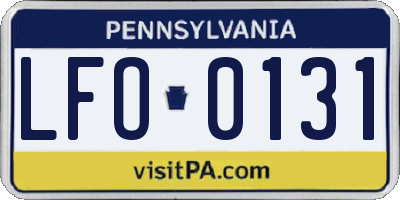 PA license plate LFO0131