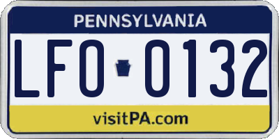 PA license plate LFO0132