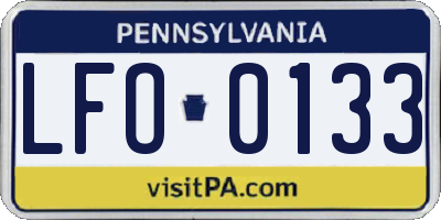 PA license plate LFO0133