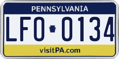 PA license plate LFO0134