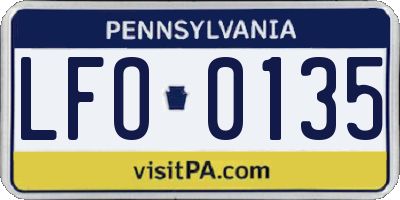 PA license plate LFO0135