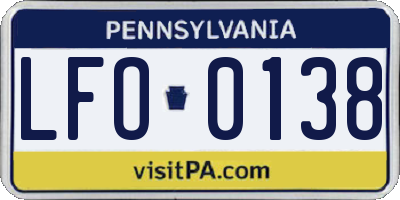 PA license plate LFO0138