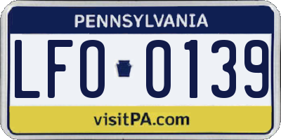 PA license plate LFO0139