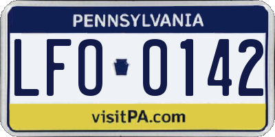PA license plate LFO0142