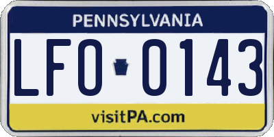 PA license plate LFO0143