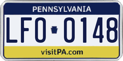 PA license plate LFO0148