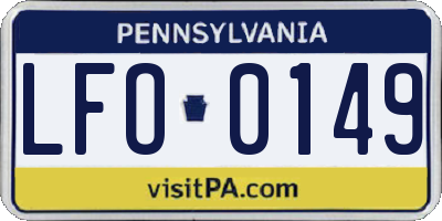 PA license plate LFO0149