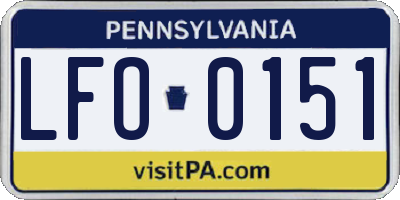PA license plate LFO0151