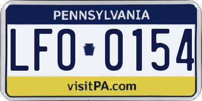 PA license plate LFO0154