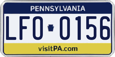 PA license plate LFO0156