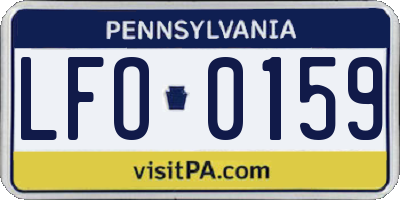 PA license plate LFO0159
