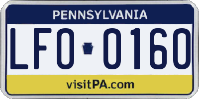 PA license plate LFO0160