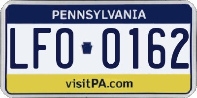 PA license plate LFO0162