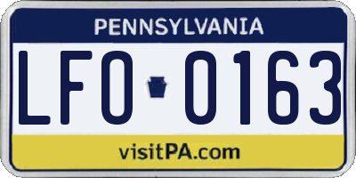 PA license plate LFO0163