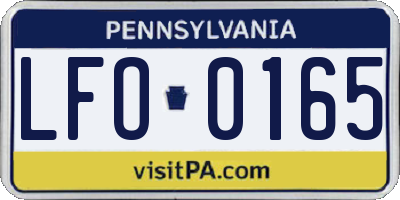 PA license plate LFO0165