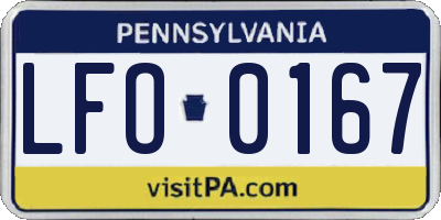 PA license plate LFO0167