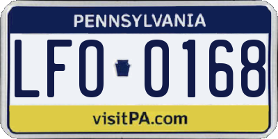 PA license plate LFO0168