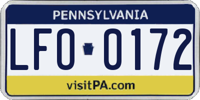 PA license plate LFO0172
