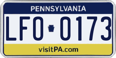 PA license plate LFO0173