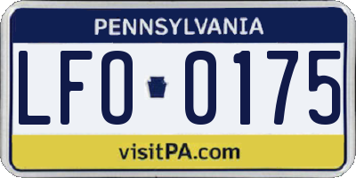 PA license plate LFO0175