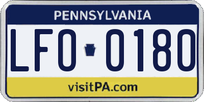 PA license plate LFO0180