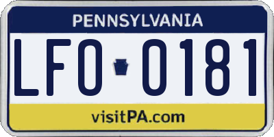 PA license plate LFO0181