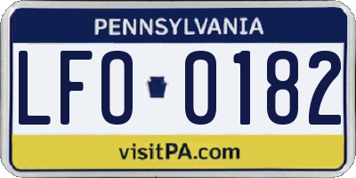 PA license plate LFO0182