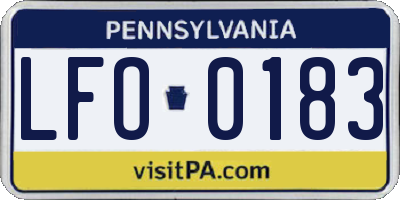 PA license plate LFO0183