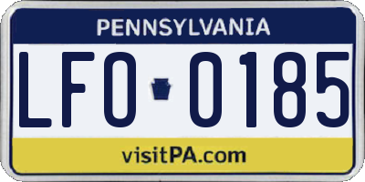 PA license plate LFO0185