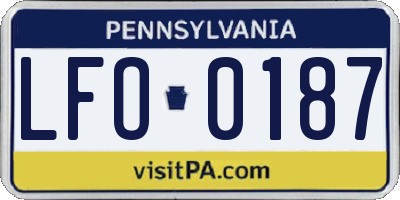 PA license plate LFO0187