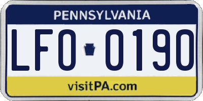 PA license plate LFO0190