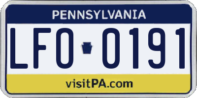 PA license plate LFO0191