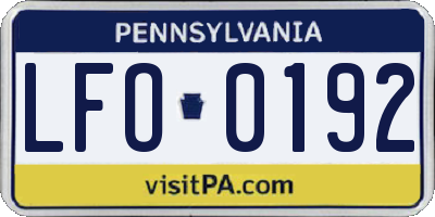 PA license plate LFO0192