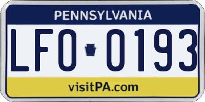 PA license plate LFO0193