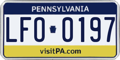 PA license plate LFO0197