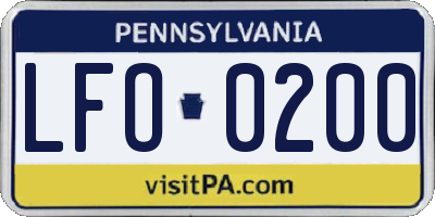 PA license plate LFO0200