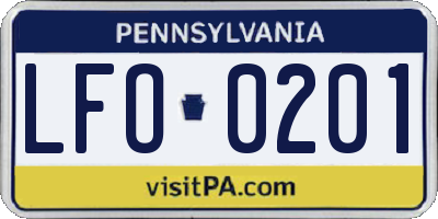 PA license plate LFO0201