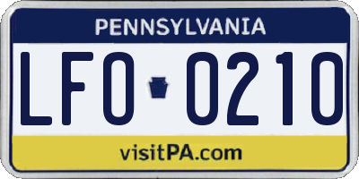 PA license plate LFO0210